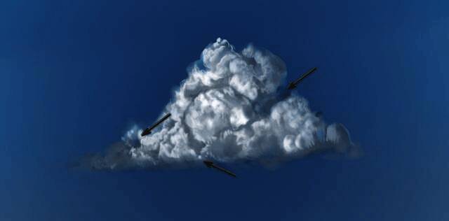 云朵表面明暗交界处细节处理示例图