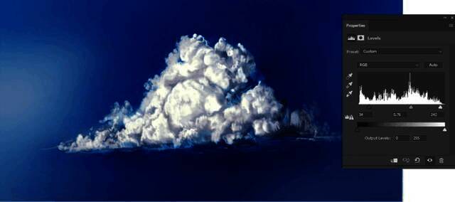 色阶调整图层应用前后的效果对比图