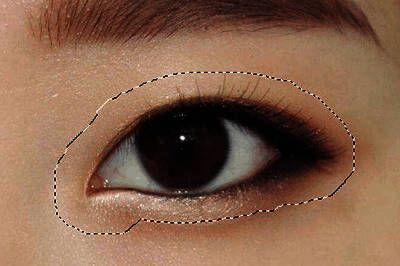 使用钢笔工具勾勒眼部轮廓，精准描绘双眼皮线条