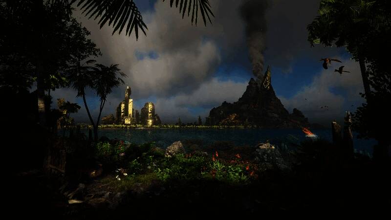 游戏画面展示沉没的方舟残骸与神秘深海环境，周围环绕奇异生物