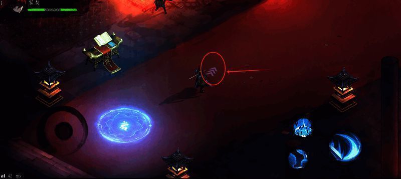 主城地图局部放大图，标记主要NPC位置及任务指引箭头