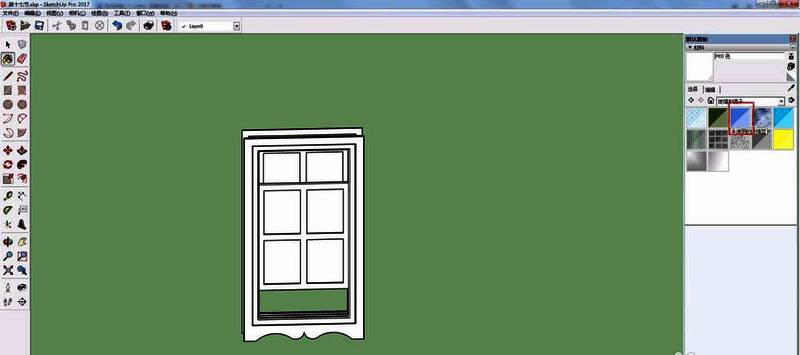 模型玻璃窗填充后效果图，展示半透明材质效果