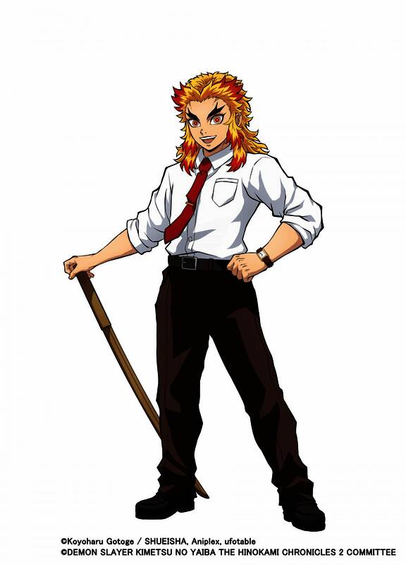 炼狱杏寿郎学园版角色立绘，身穿教师制服，神情坚定