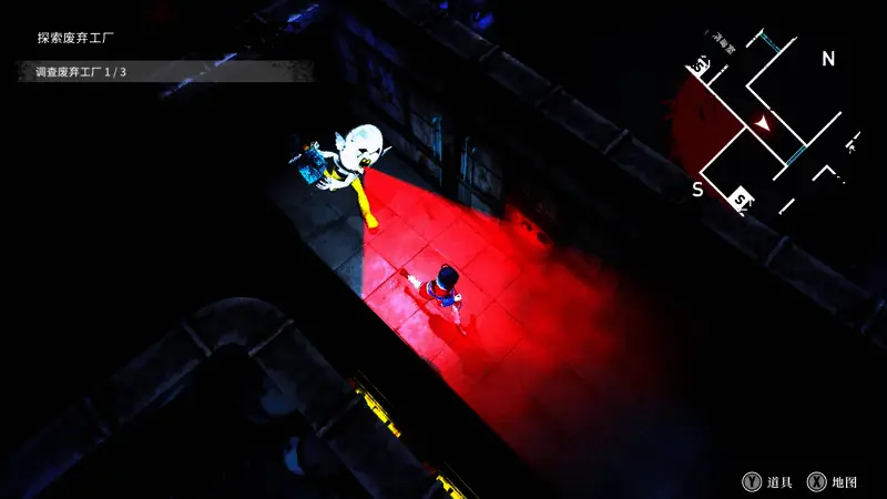 安全部潜行动作恐怖游戏画面，主角躲避神秘杀手的追击