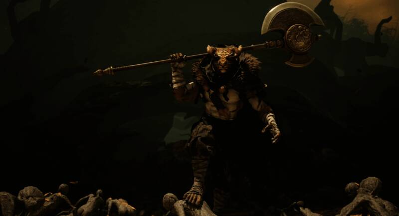 《十二影》游戏截图，展示主角与Boss对峙的紧张场面，背景充满东方暗黑风格