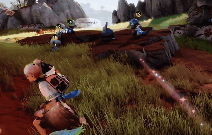 高地形态的飘飘花和小碳犬在岩石间嬉戏，周围植被茂密