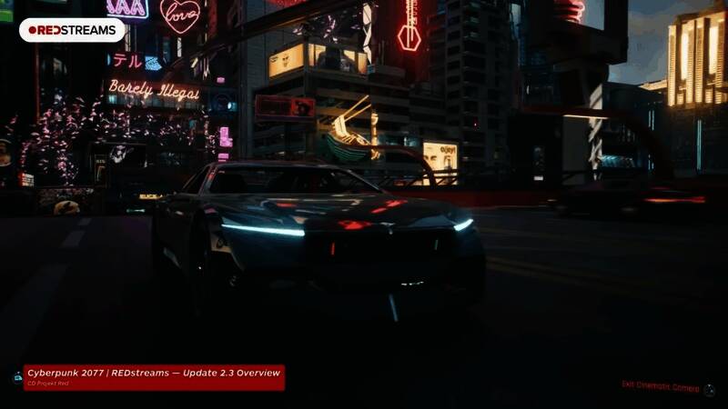 《赛博朋克2077》2.3版本实机截图，晶彩车衣在灯光下闪耀夺目光芒