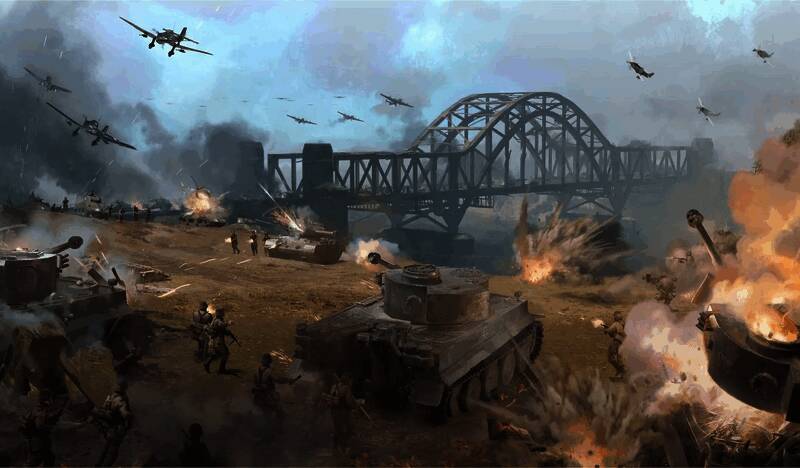 《突袭5》游戏封面宣传图，展示二战战场硝烟弥漫的激烈场景