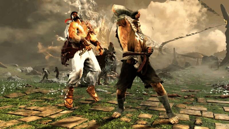 沙加特施展猛虎波，一道橙色气劲向前轰出，拳风激荡地面沙尘飞扬