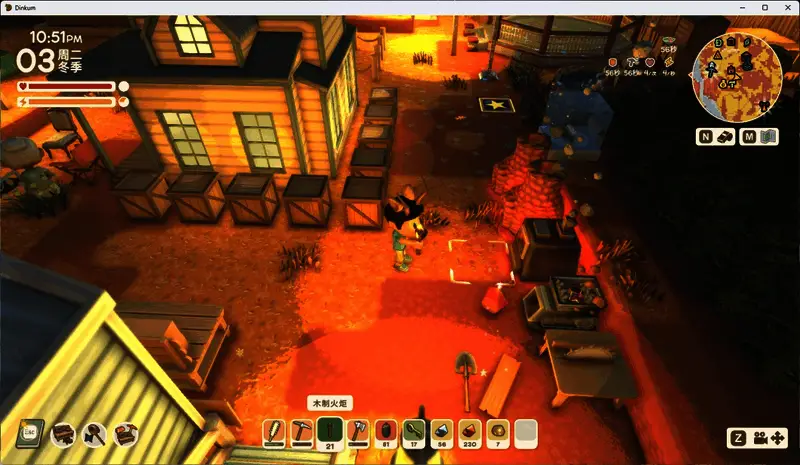 工作台上整齐摆放着刚制作完成的铁锭，背景是温馨的小屋内部