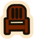 就座buff图标，一个人物坐在木椅上的简笔画图标
