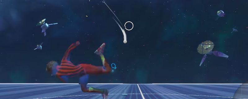 《开球！REMATCH》中角色施展凌空一闪的瞬间动作，球员跃起踢球，画面充满动态张力