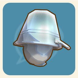 游戏角色头顶着一只平底锅，表情滑稽，周围村民露出惊讶表情