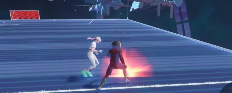 玩家操控角色使用鱼跃冲顶动作扑向带球敌人的瞬间，动作流畅且充满张力