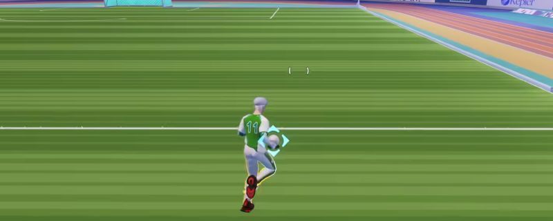玩家在《开球！REMATCH》中使用趟球转身动作突破防守，角色身体倾斜，脚下带球变向，画面动感十足