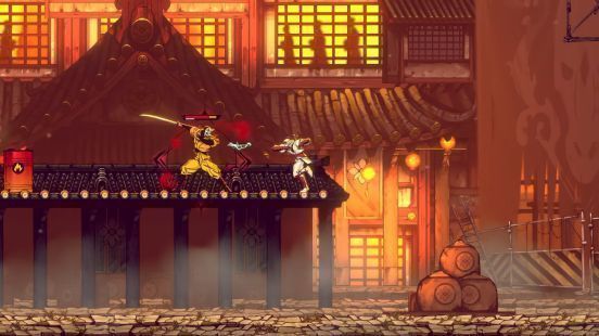 玩家使用旋身斩击将多名敌人击退，角色动作流畅如舞蹈