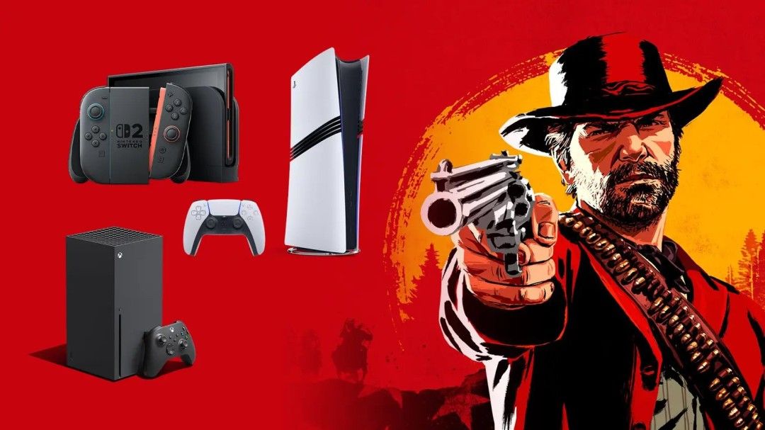 任天堂Direct发布会预告画面，背景为Switch2主机与游戏角色剪影，气氛神秘