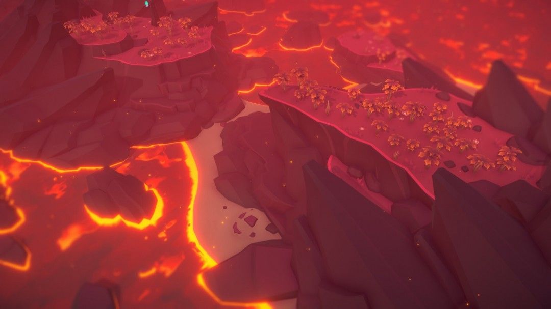 玩家在沙漠区域布局建筑，利用色彩搭配形成几何美感，整体风格极具艺术感