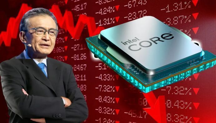 英特尔CEO陈立武公开承认公司在技术竞争中落后的新闻截图，背景为其公司标志与财报数据