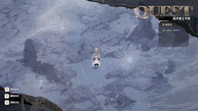 一张手绘风格的城市俯瞰图，雾气缭绕，建筑错落，远处有发光的高塔和漂浮的碎片