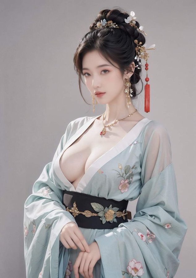 游戏宣传图中女主站立于山巅，风吹动衣袂，但面部表情被放大批评