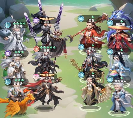 副本战斗场景截图：六名角色呈弧形站位，云雀子位于右下角6号位，技能光效呈扇形扩散覆盖全部友军，地面浮现淡青色治愈阵纹