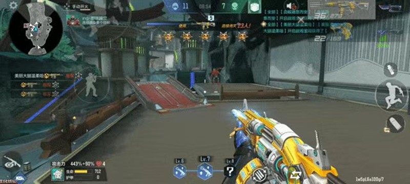 木桥区域动态截图：两名人类玩家背靠背防守桥面中央，脚下木板正在碎裂，三名幽灵正从左右桥墩阴影中腾空跃起发起围攻