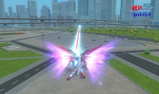 技能1高能光束炮全功率射击：一道贯穿战场的粗大光柱轰向远方，命中处爆发球形能量爆炸